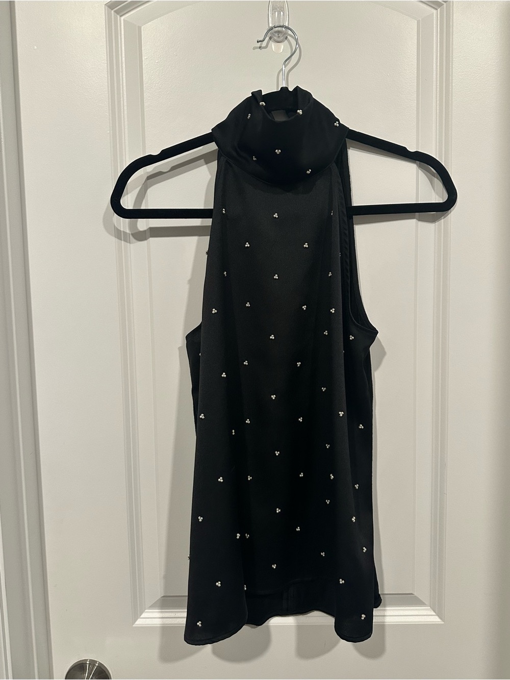Ann Taylor Black Embellished Mock Neck Camisole